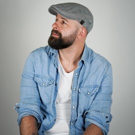 WEROR WEROR-430.1 Men's Flat Cap with Peak, gray