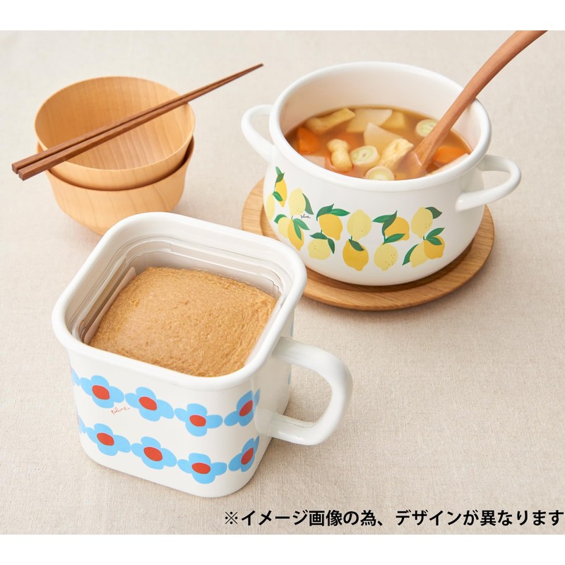 YJ-816 Plune Enameled Multi-Square Pot, Apples Size: Approx. W 7.0