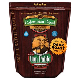 Don Pablo Colombian Decaf - Limited Edition Dark Roast Gourmet Coffee, Swiss Water Process Decaf, 100% Arabica Whole Bean, Non-GMO, Low Acidity, 2 Pound (2 lb) Bag