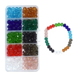 Renashed Briolette Crystal Glass 300pcs 8mm Beads Finding Spacer Beads Faceted with Container Box Beads for Making Jewelry 10 Colors (8mm)