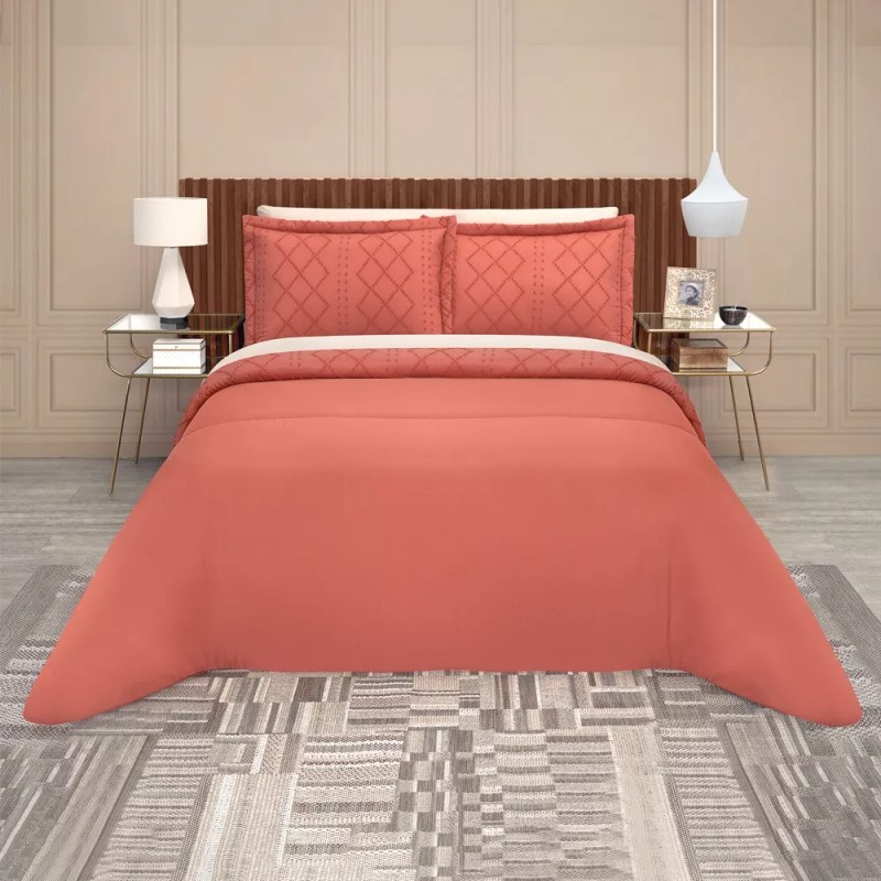 Elefantito Hogar Edredon King Size Con Fundas Premium Cerdeña Terracota