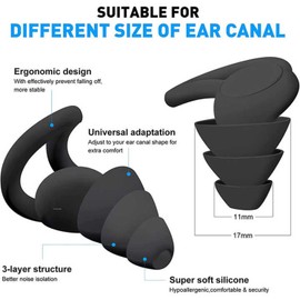 Ear Escape Ear Plugs for Sleep, high Fidelity Noise Cancelling Hearing Protection, 32dB Loop Shaped earplugs Travel essentails, Health & Safety Work, Concentration and Commuting (Black)