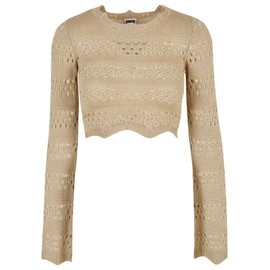 Urban Classics Ladies Cropped Crochet Knit Sweater Sweatshirt for Women Available in Many Different Colours Sizes XS - 5XL, softseagrass