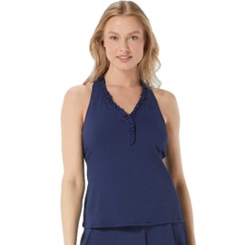 BEACH HOUSE Piqué Solid Nina Tankini de espalda cruzada con volantes, Almirante, 8