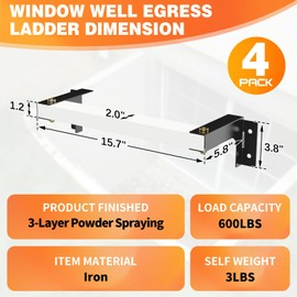 Window Well Egress Ladder, Adjustable Fire Emergency Escape Ladder for Home Safety, Heavy-Duty Wall Mounted Ladder, Window Basement Egress Ladder(4PCS, 600LBs Loading)