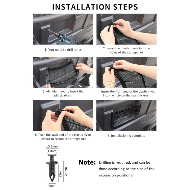 MARCHFA UTV Rear Backrest Storage Net Bag Compatible for Can
