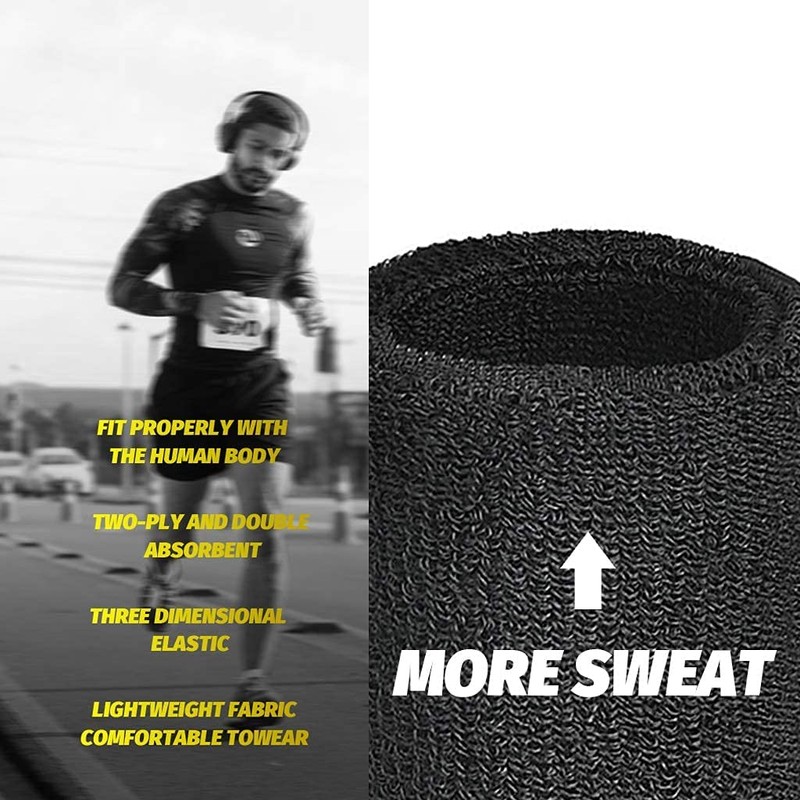 Reccisokz Pack of 4 Wrist Bands Sports Bracelet Elastic Cotton