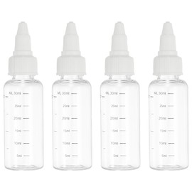 PATIKIL 30 Ml/1 oz Plastic Squeeze Bottles with White Twist Cap, 4 Pcs Graduated Round Dispensing Bottle Empty Pointed Bottle for Liquids, Crafts, Oils, Condiments, Transparent