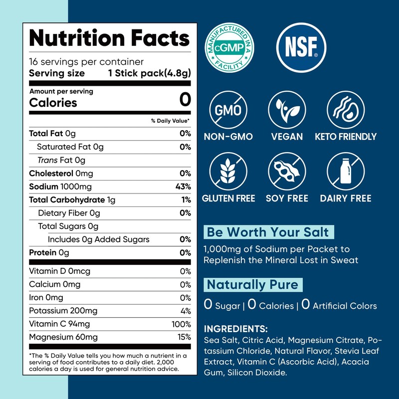 Venture Pal High Sodium Sugar-Free Electrolyte Powder Packets - Hydration