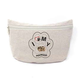 Custom Canvas Makeup Bag I Paw My Pekingese Dog School Supplies Pencil Tote Pouch 9x6 Inches Natural Design Only