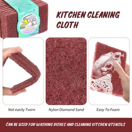 10 Pieces Scouring Pads, High Performance Scouring Pads, Emery Cloth Cleaning Sponge for Kitchen, Sink, Bowl
