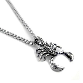 Men's Large Heavy Stainless Steel Pendant Necklace Silver Black Scorpion King Fleur De Lis Cross Punk Rock Biker (curb)