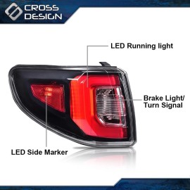 CROSSDESIGN Tail Lights Brake Lamps Fit For GMC 2013 2014-2016 Acadia Rear Side Left & Right