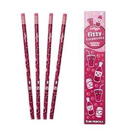 Smiggle Pencils x 4 Pack Scented HB Wooden With Eraser Top (Fizzy Raspberry)