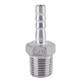 BORDSTRACT Hose Nozzle Fittings SS304 Stainless Steel Male Thread Pipe Fitting Barb Hose Connection BSP 1/8 Inch ~ 3/4 Inch for Connecting Air Pipe, Fuel Pipe, Water Pipe (1/4 x 6 mm)