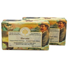 Wavertree & London Havana (2 Bars), 7oz Moisturizing Natural Soap Bar, French -Milled and enriched with Shea Butter