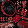 NBTEPEM 30 Pcs Red Bling Car Accessories Set for Women,