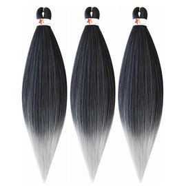 Pre-Stretched Braiding hair 26 Inch 3 Pack High Temperature Synthetic Extensions for Box Braids and Twists Wedding Makeup Styling (1B/613, 26inch)