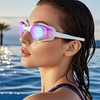 ProudDemon Schwimmbrille mit Verstellbarem Band, Getönte Gläser, Schwarz-Weiß (White Purple)