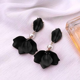 TOFBS Women's Elegant Drop Statement Tassel Earrings Rose Petals Earrings Dangle Flowers Earrings Jewellery Accessories, Acrylic, No Gemstone