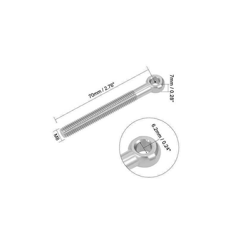 sourcing map M8 x 70 mm 304 Stainless Steel Eye