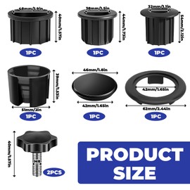 Pack of 7 Parasol Replacement Parts, Parasol Accessories, Parasol Reducing Rings, with Opening Sleeve, Screws, Plugs for Parasol Holes, for Garden Parasols and Patios