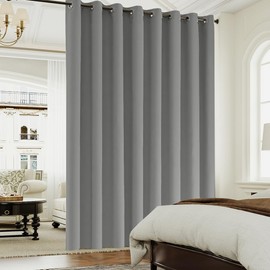 Turquoize Extra Wide Blackout Curtains Total Privacy Thermal Efficiency Patio Sliding Door Door Curtain for Living Room Grommet Room Divider Vertical Blind, 1 Panel(100Wx84L Inches, Dove Gray)