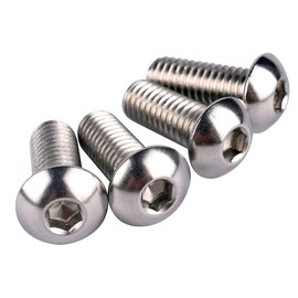 VAMUOEFL #4-40 x 1/4" Button Head Socket Cap Bolts Screws, 304 Stainless Steel 18-8, Allen Hex Drive, Fully Machine Thread, Quantity 50Pcs