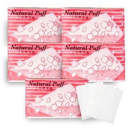Acolle Natural Puff, 50 Pieces, Made in Japan, Made with 100% Wood Pulp, Fiber Free (Set of 50)