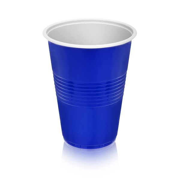 True Blue Party Cups, Disposable Cups, Drink Cups for Cocktails and Beer, 16 Ounce Capacity, Plastic, Blue, Set of 24