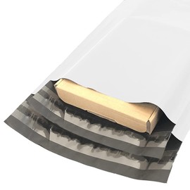 AKAR Mixed Extra Strong Polymailers Self Seal Parcel Bags Small to Large Mailing Postage Packaging Assorted Mailers (White, 10x14" & 12x16" - 25 Each)