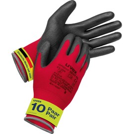 Uvex unipur 6639, 10 pairs - assembly gloves for dry and slightly damp areas - light, sensitive and dirt-resistant - red, black