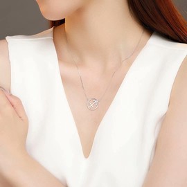 Qings Women's Zodiac Pendant Necklace with Cubic Zirconia Horoscope Astrology Women's Jewellery Birthday Christmas Graduation Gifts for Women Girls Men, Cubic Zirconia