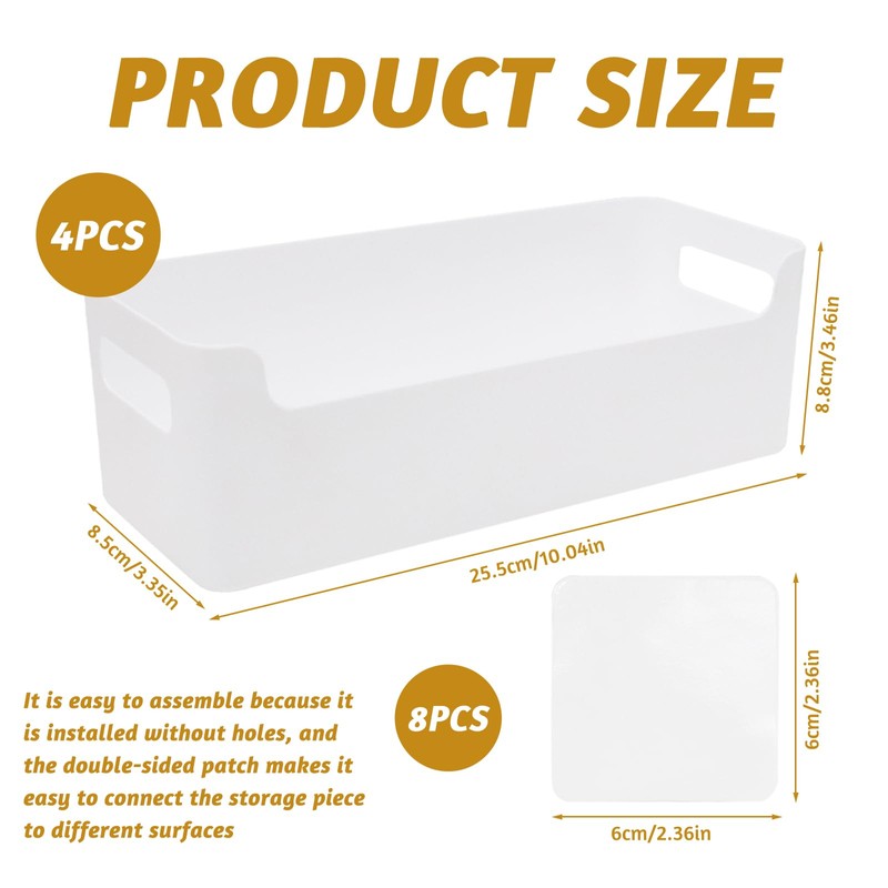 Griwuut Set of 4 Storage Boxes, Plastic Storage Baskets, Organiser