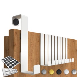 4smile Door Hooks for Hanging, Set of 10 Solid Coat Hooks, Door, Individually Usable Hooks for Hanging, Dimensionally Stable Door Hook Rail, Universal Door Coat Rack, Colour: White