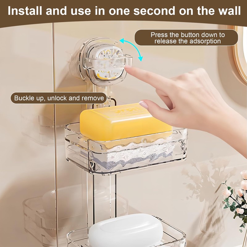 Disnace Soap Container, Double Layer Soap Dished Holder, Double Tier