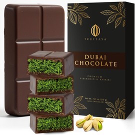 Truffaya Dubai Pistachio Kataifi Chocolate Bar - Premium Kunafa Style Milk Chocolates with Pistachio Kataifi Fillings - Dubai Knafeh Chocolate Bars 7.41 oz Pack