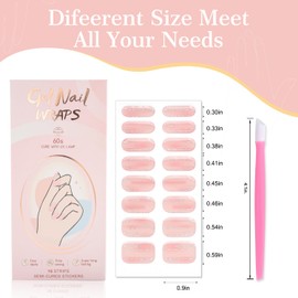 JERCLITY 2 Sheets 32pcs Semi Cured Gel Nail Strips, Gel Nail Wraps Needed LED Lamp to Cured, Ease to Use and Removal, 2 Prep Pads,1 Nail File,1 Wooden Cuticle Stick(Latte+Light Pink)