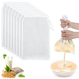 JJUNW 8 Pcs Cheese Cloth Bag for Straining, Nut Milk Bag Cheese Cloths Cloth Strainer for Juicing, Fine Mesh Strainer Reusable for Filtering Juice Coffee Yogurt Tea