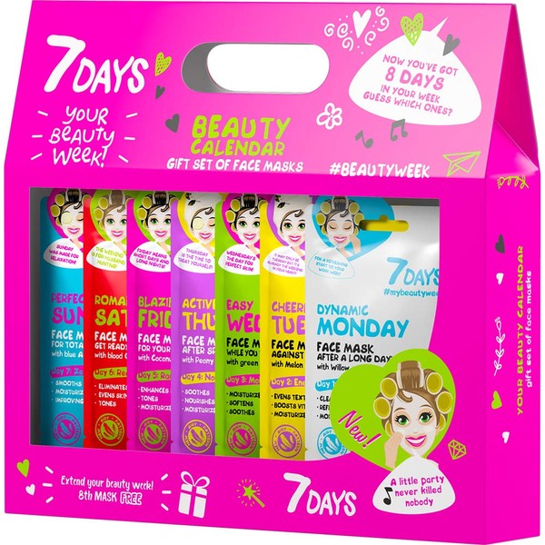 7DAYS Face Mask Set for Face Care with 7 Masks Cloth Masks Face Care for One Week for All Skin Types Hydration Anti Wrinkle Anti Acne Poison Set 7 Pieces