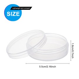 BENECREAT Pack of 20 PP Storage Containers for Round Beads Cylinder Bead Container Clear Storage Box 5.5 x 1.8 cm with Screw Lid for Eyeshadow, Powder, Beads, Jewellery