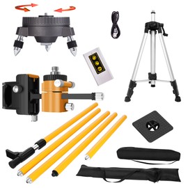 laser level pole with an electric rotating base 13.8 foot/4.2M laser pole mount with47.24 inch tripod 1/4 and 5/8 interfaces are universal Bottom with telescopic rod