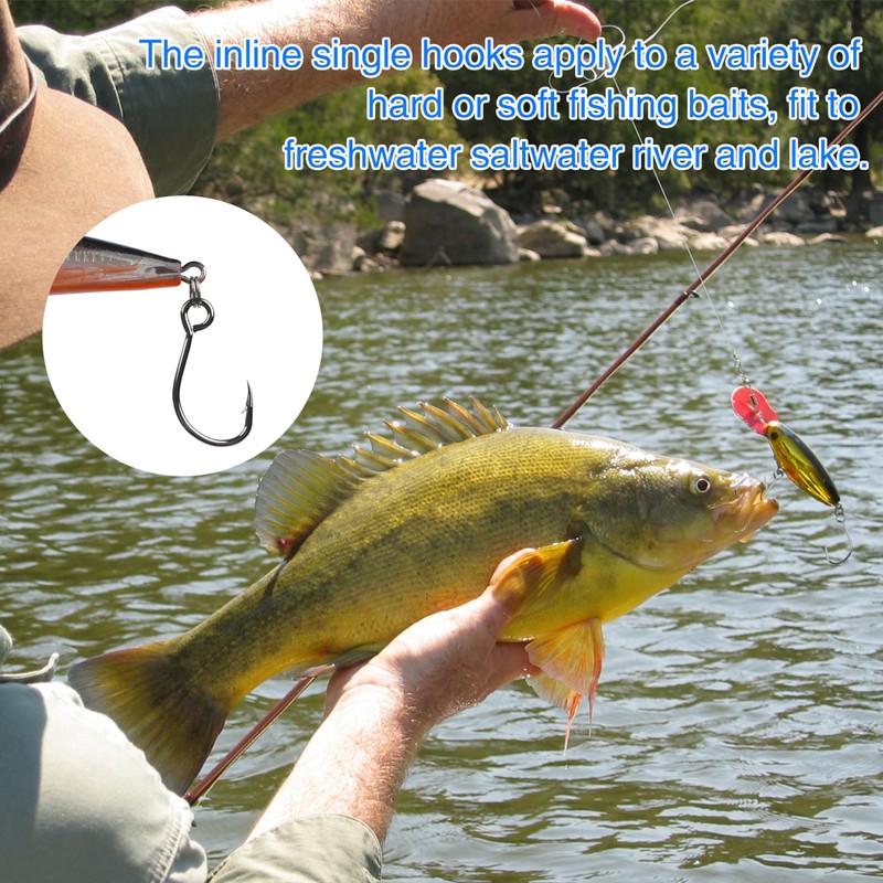 Inline Single Hooks Single Replacement Hooks for Fishing Baits Lures