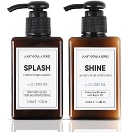 Splash and Shine Beard Shampoo and Beard Conditioner Dual Pack by uLab - Deep Sea Scent Beard Wash and Conditioner for Men (2 x 150ml) - Beard Softener for Men, Cleanser and Conditioner