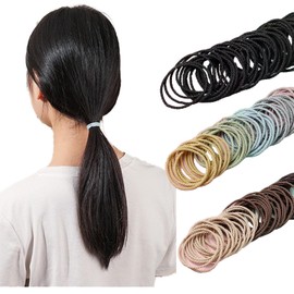 VEVE & MIKI Elastic Scrunchies, Fashionable, Adults, Everyday Use, Simple Design, Plain, Fashion Accessory, Women's, Thick Hair Band, Hair Clip, Set of 50, Traceless Hair Bands, High Elasticity