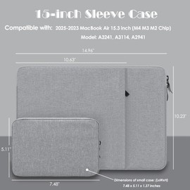 ProElife 13-Inch Laptop Sleeve Case for 2025-2022 MacBook Air 13.6 inch M4 A3240 & 2022 MacBook Pro 13 inch M2 A2338 Accessory Traveling Carrying Case Water-Resistant Bag Cover with Small Bag (Gray)