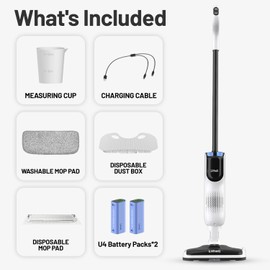 LiTHELi Cordless Vacuum Mop Cleaner, 2-in-1 Hard Floor Stick Vacuum, Wet Dry Mop, 2 Disposable Dust Boxes, 14 Disposable Pads & 1 Washable Pad, 2 Swappable 4000mAh Batteries