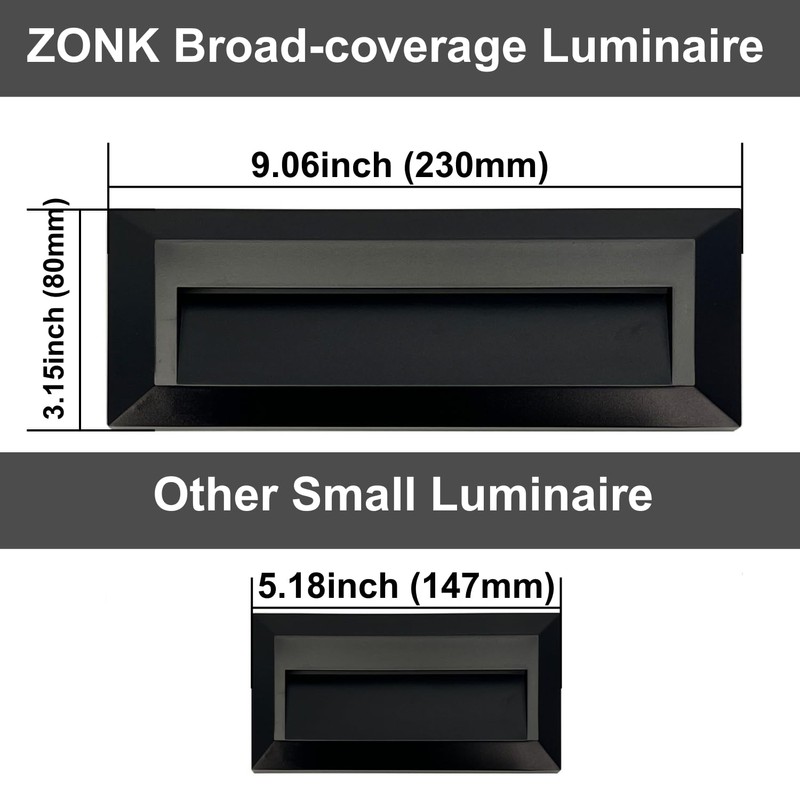 ZONK Outdoor Indoor Step Stair Lights, 110V-240V Line Voltage Waterproof