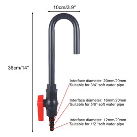 MiOYOOW Aquarium Water Filler Tube, PVC Hanging Fish Tank Hook Water Changer Refiller Pipe with Flow Switch for 1/2“, 5/8”, 3/4” Hose