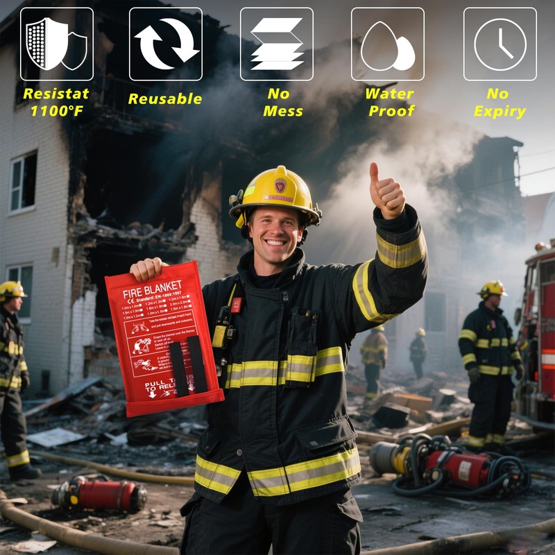 Smilco Fire Blanket - 40" x 40" Fiberglass Emergency Fire